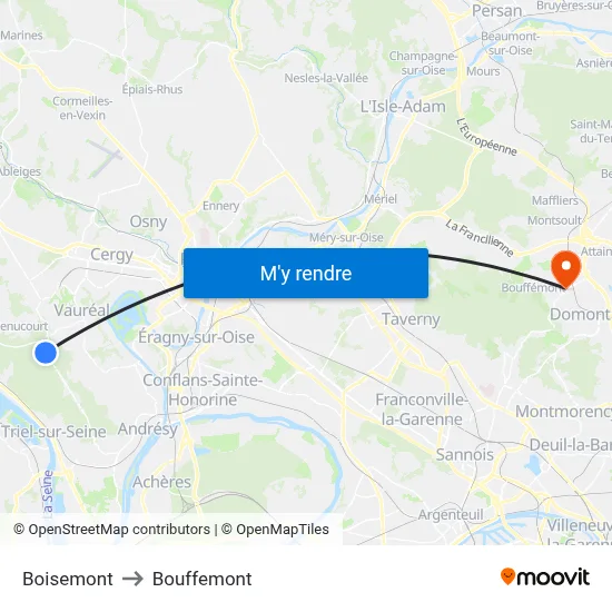 Boisemont to Bouffemont map