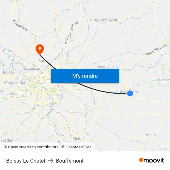 Boissy-Le-Chatel to Bouffemont map
