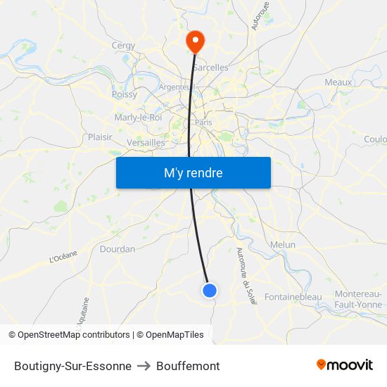 Boutigny-Sur-Essonne to Bouffemont map