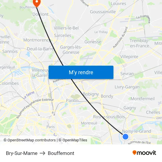 Bry-Sur-Marne to Bouffemont map