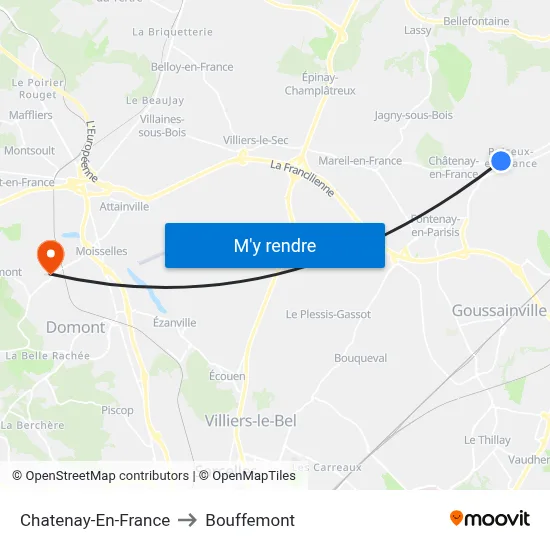 Chatenay-En-France to Bouffemont map