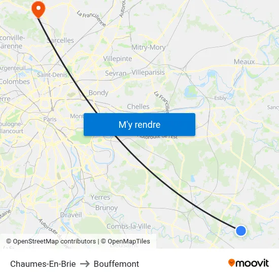 Chaumes-En-Brie to Bouffemont map