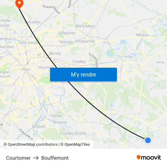 Courtomer to Bouffemont map