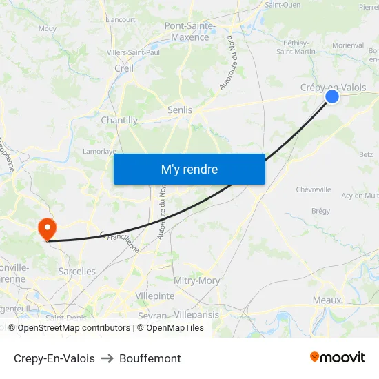 Crepy-En-Valois to Bouffemont map