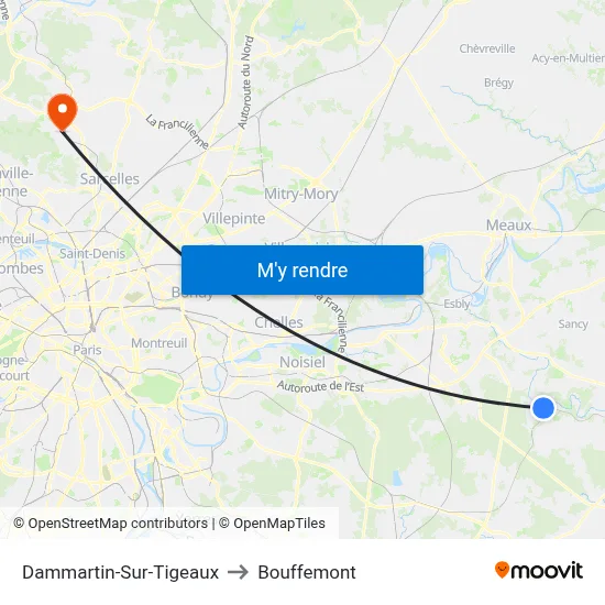 Dammartin-Sur-Tigeaux to Bouffemont map