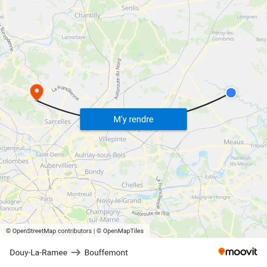 Douy-La-Ramee to Bouffemont map