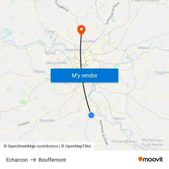 Echarcon to Bouffemont map