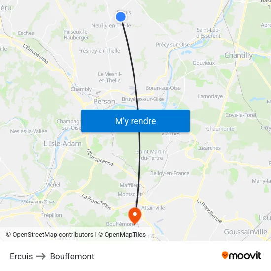 Ercuis to Bouffemont map