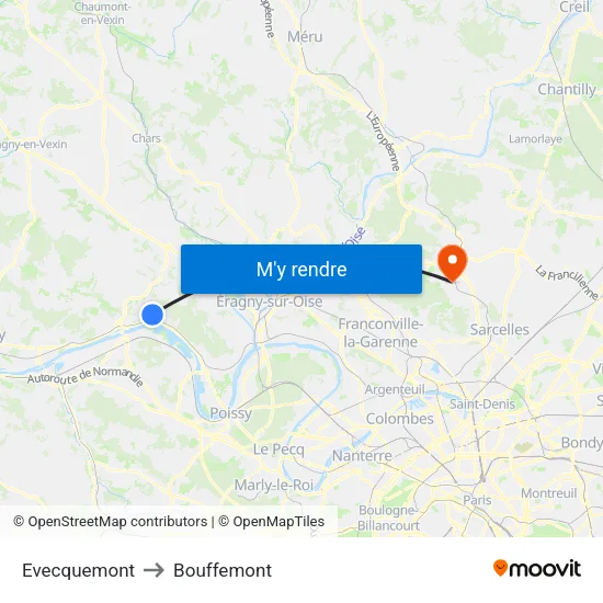 Evecquemont to Bouffemont map