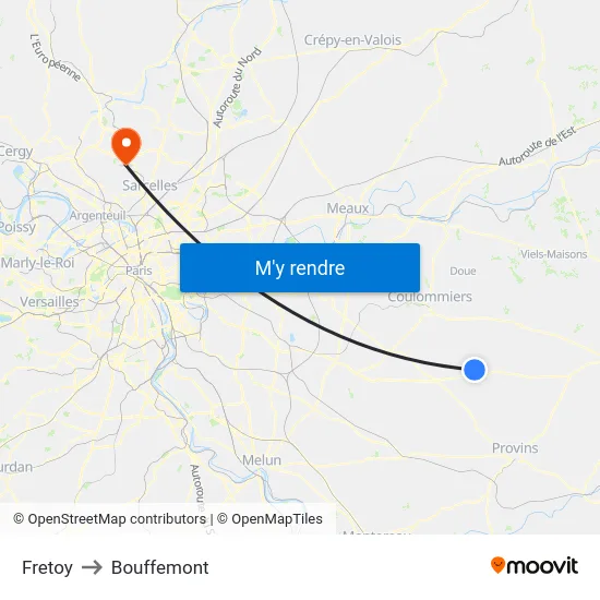 Fretoy to Bouffemont map