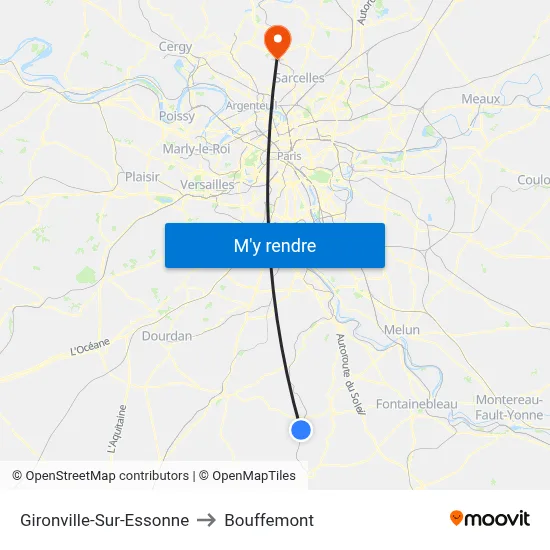Gironville-Sur-Essonne to Bouffemont map