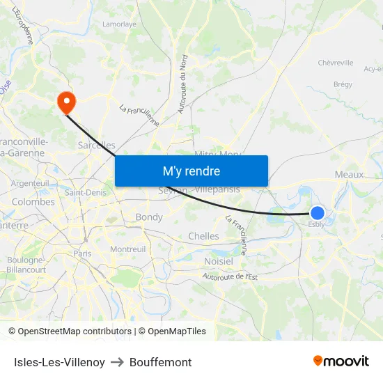 Isles-Les-Villenoy to Bouffemont map