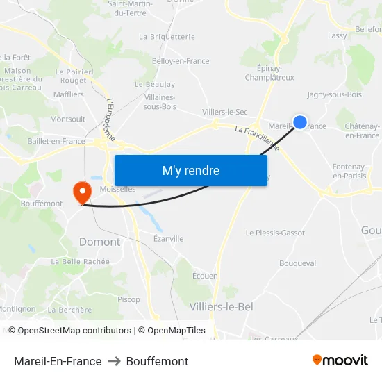 Mareil-En-France to Bouffemont map