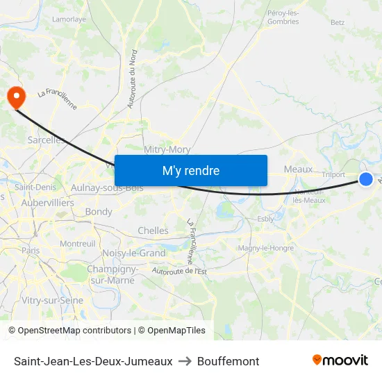 Saint-Jean-Les-Deux-Jumeaux to Bouffemont map