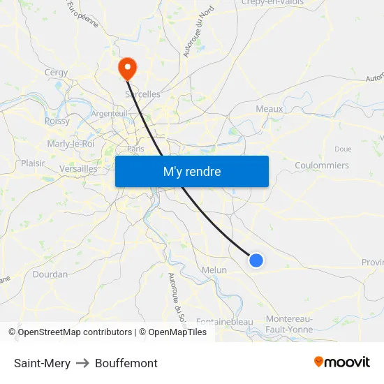 Saint-Mery to Bouffemont map
