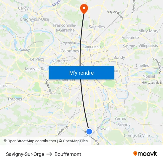Savigny-Sur-Orge to Bouffemont map