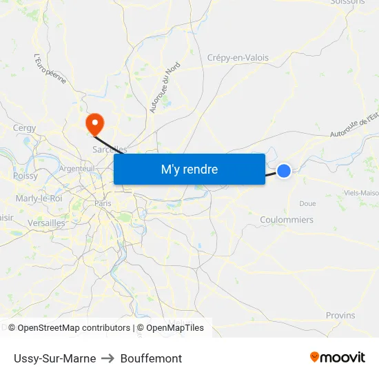 Ussy-Sur-Marne to Bouffemont map