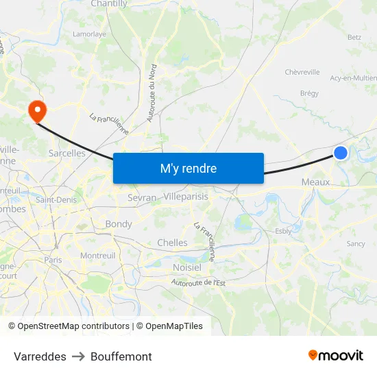 Varreddes to Bouffemont map