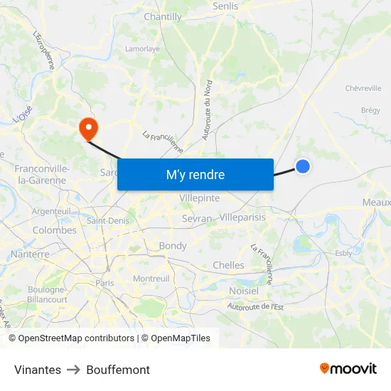 Vinantes to Bouffemont map