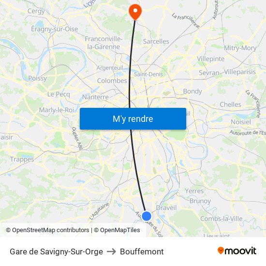 Gare de Savigny-Sur-Orge to Bouffemont map