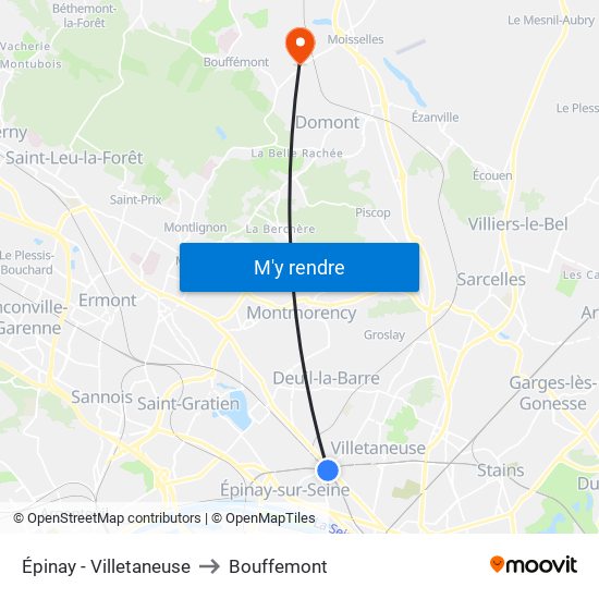Épinay - Villetaneuse to Bouffemont map