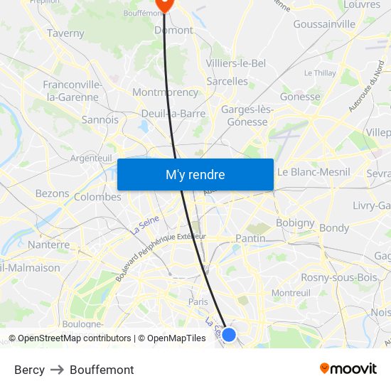 Bercy to Bouffemont map