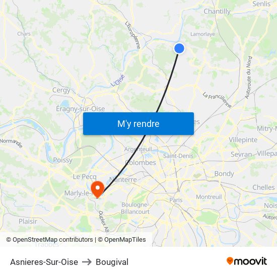 Asnieres-Sur-Oise to Bougival map