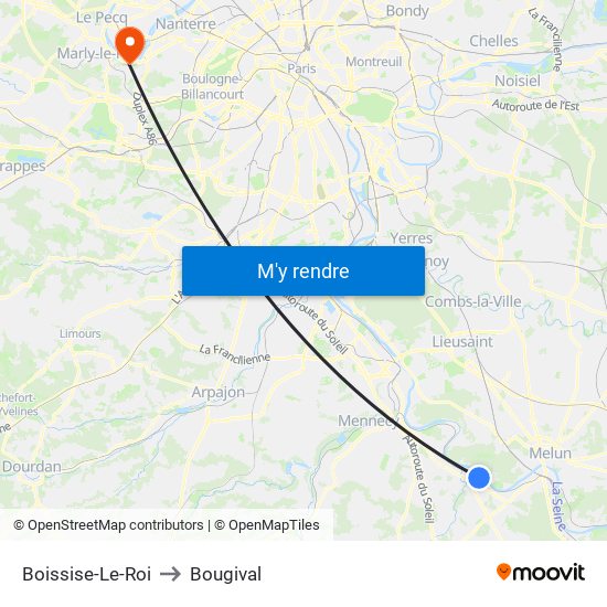 Boissise-Le-Roi to Bougival map