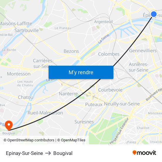 Epinay-Sur-Seine to Bougival map