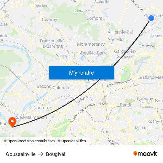 Goussainville to Bougival map