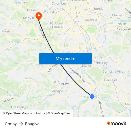 Ormoy to Bougival map