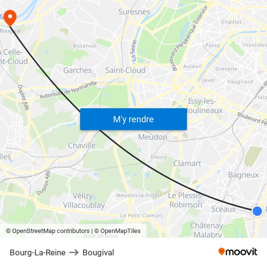 Bourg-La-Reine to Bougival map