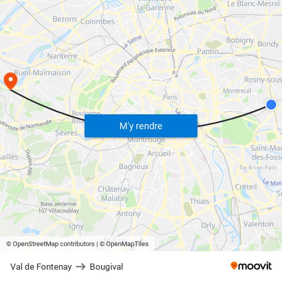 Val de Fontenay to Bougival map