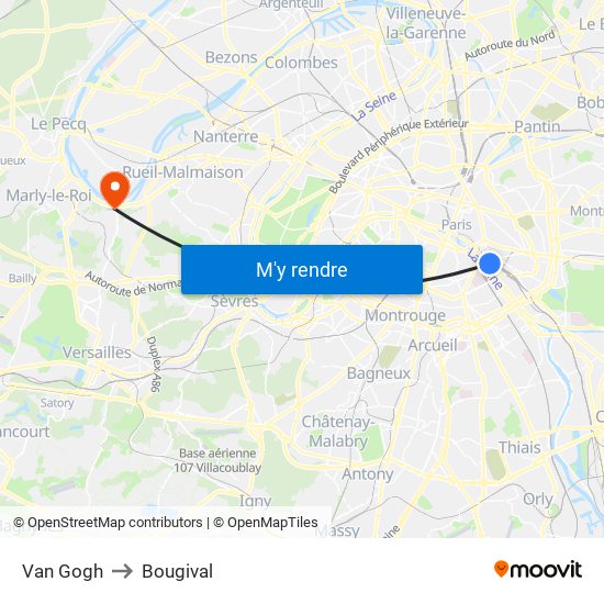 Gare de Lyon - Van Gogh to Bougival map