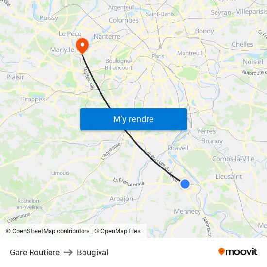 Gare Routière to Bougival map