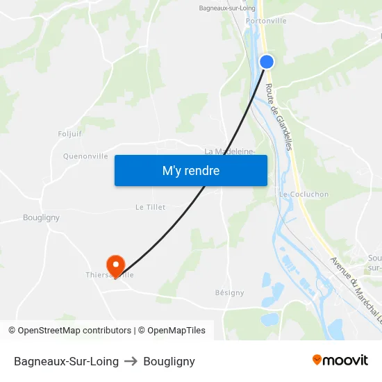 Bagneaux-Sur-Loing to Bougligny map