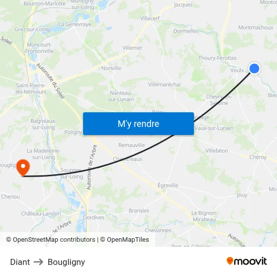 Diant to Bougligny map