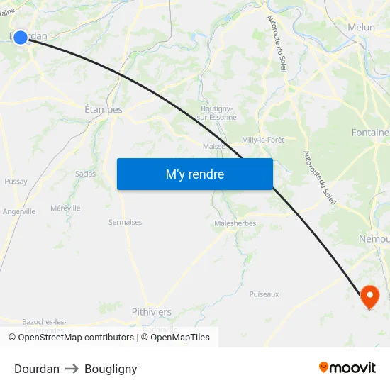 Dourdan to Bougligny map