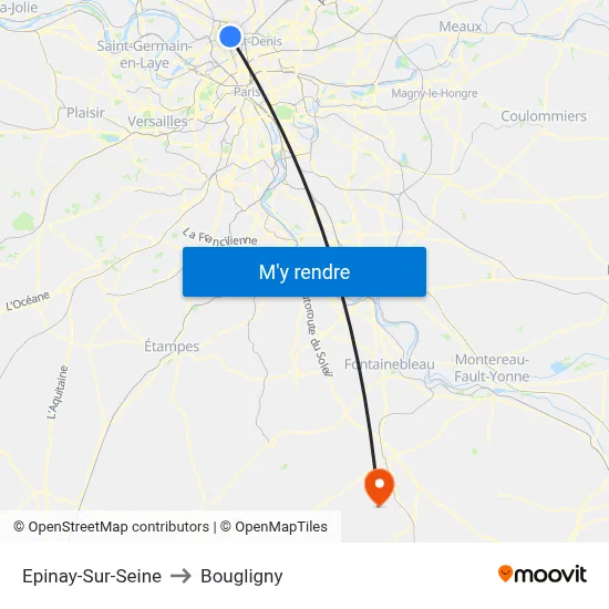 Epinay-Sur-Seine to Bougligny map