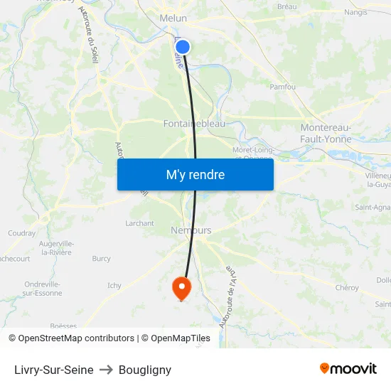 Livry-Sur-Seine to Bougligny map