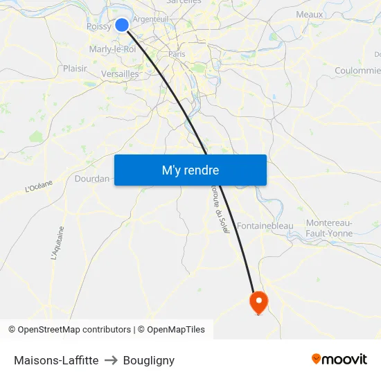 Maisons-Laffitte to Bougligny map