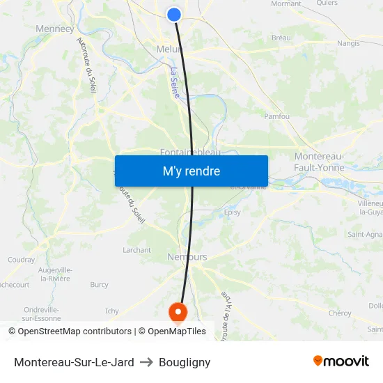 Montereau-Sur-Le-Jard to Bougligny map