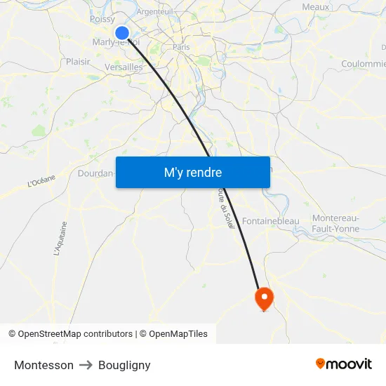 Montesson to Bougligny map