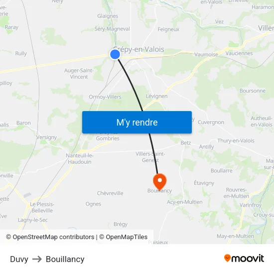 Duvy to Bouillancy map