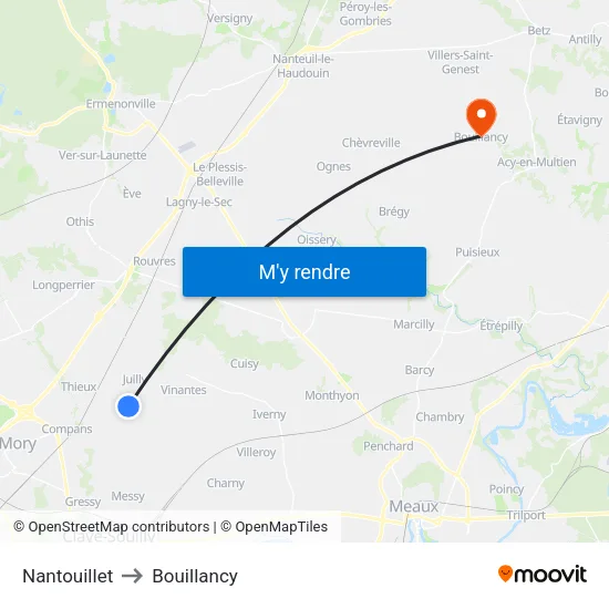 Nantouillet to Bouillancy map