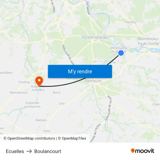 Ecuelles to Boulancourt map
