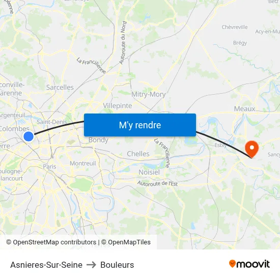Asnieres-Sur-Seine to Bouleurs map