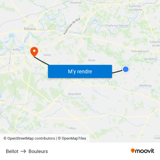 Bellot to Bouleurs map