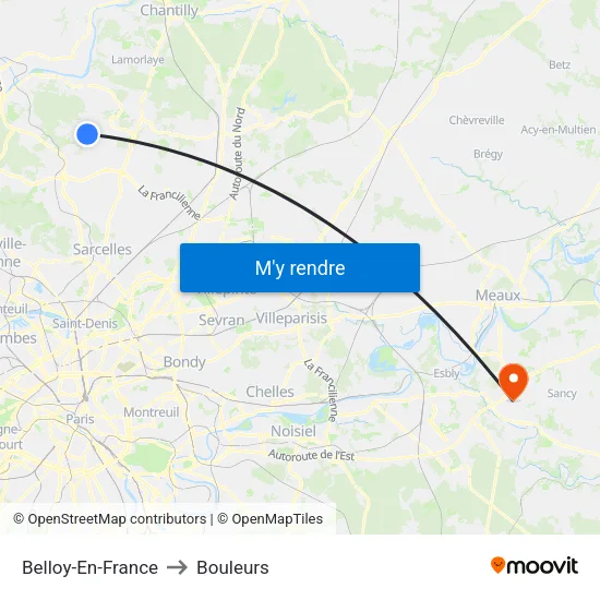Belloy-En-France to Bouleurs map