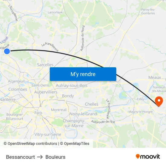 Bessancourt to Bouleurs map